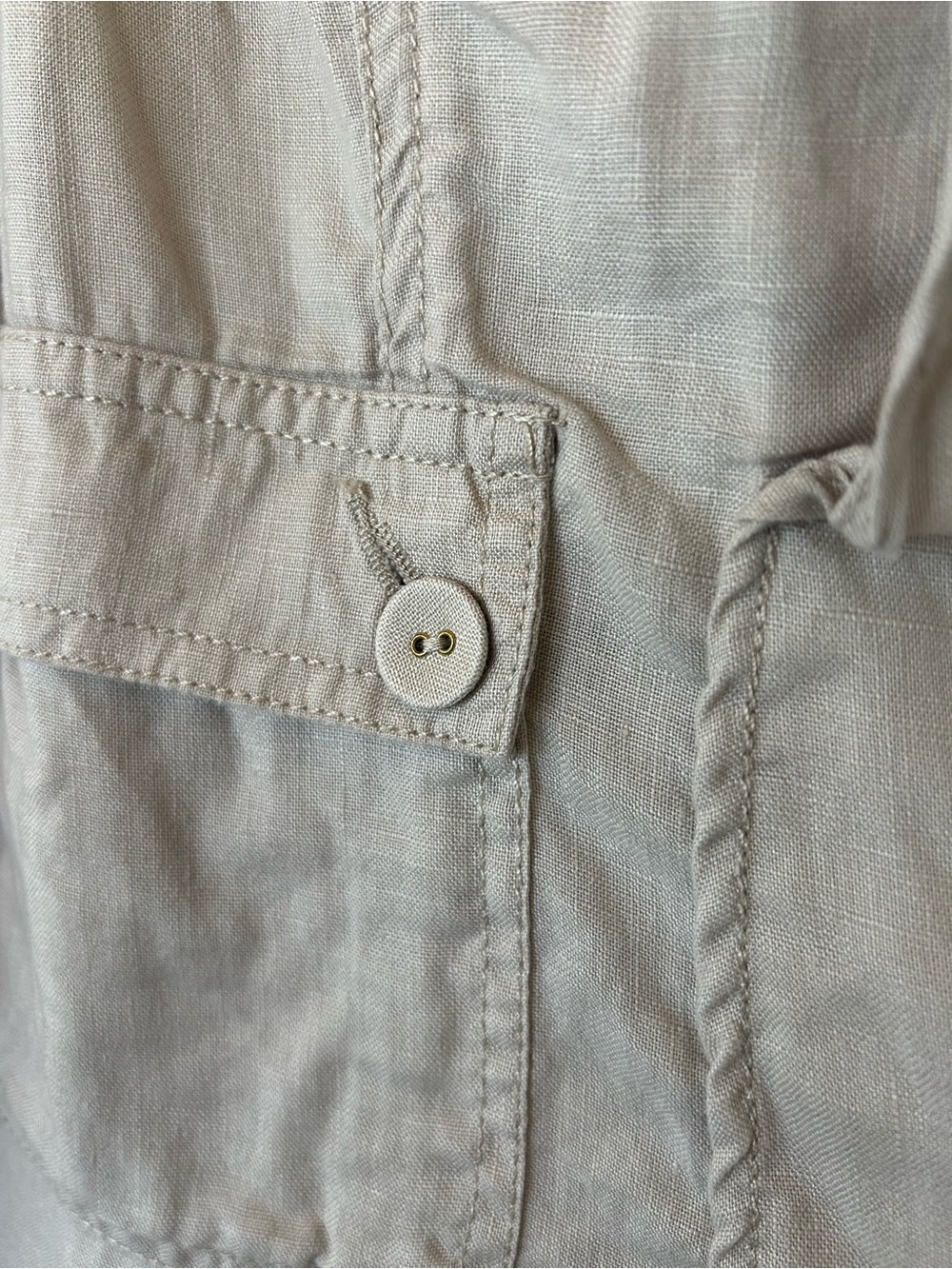 Willie Smith Light Beige Ruffle Collar Zip-Front Utility Jacket, Size Large - Picture 5 of 5